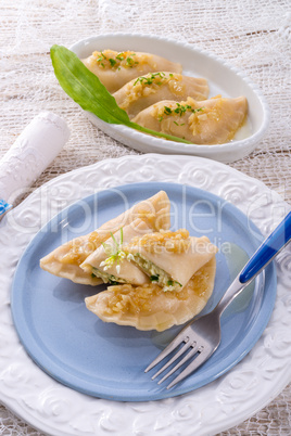 pierogi with wild garlic filling