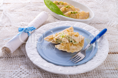 pierogi with wild garlic filling