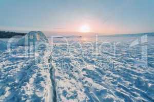 Sunrise on winter Baikal