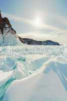 Frozen Lake Baikal. Winter.