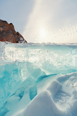 Frozen Lake Baikal. Winter.