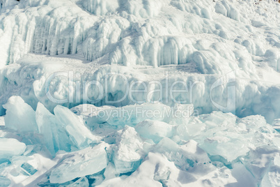 Texture of ice of Baikal lake in Siberia