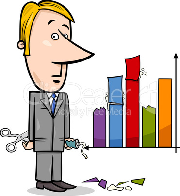 businessman and graph data cartoon