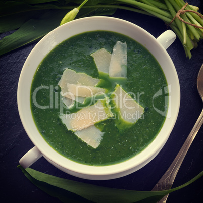 wild garlic soup with parmesan