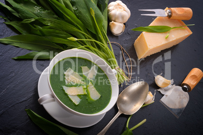 wild garlic soup with parmesan