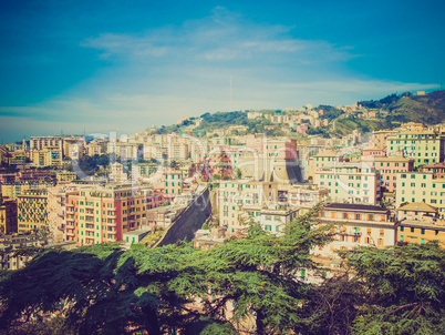 Retro look View of Genoa Italy