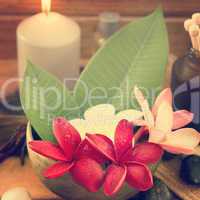 tropical spa with frangipani flowers