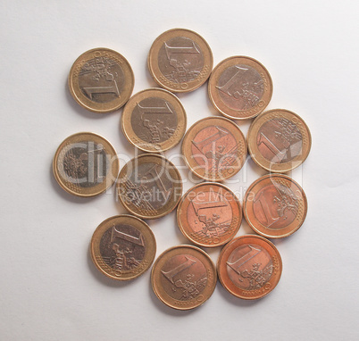 Many one Euro coins