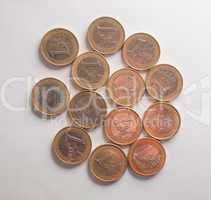 Many one Euro coins