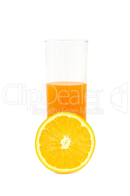 Glass with juice and orange