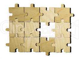 Wooden puzzle on white background.