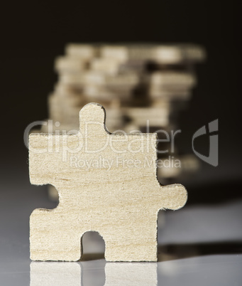 Wooden puzzle on white background.