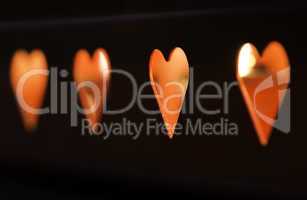 Candles and heart shapes