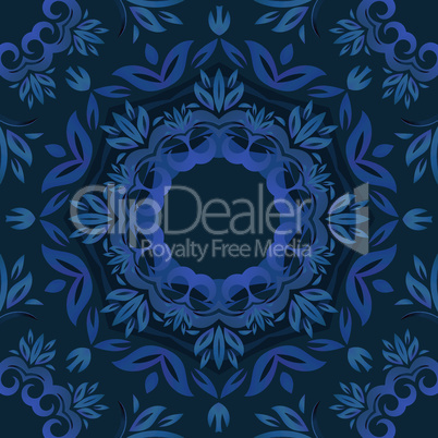Abstract blue floral background with round vector pattern