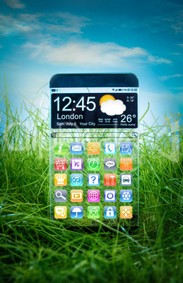 Smartphone with a transparent display.