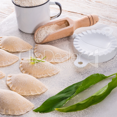 pierogi with wild garlic filling