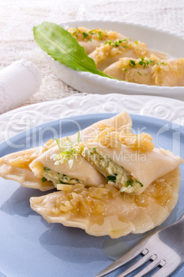 pierogi with wild garlic filling