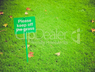 Retro look Keep off the grass sign