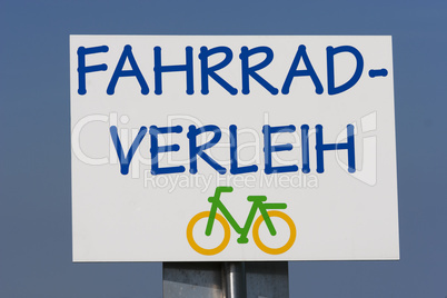 Schild "Fahrrad-Verleih"