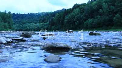 beautiful speed mountainous river