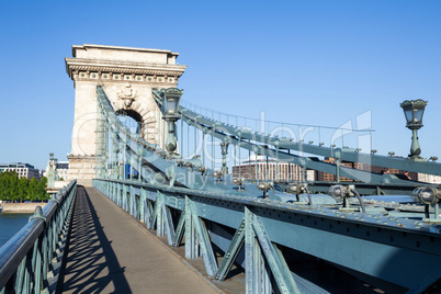 Chain Bridge over Danube river in Budapest