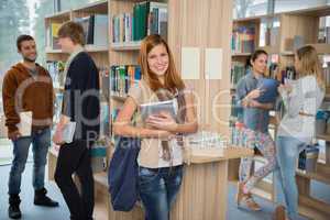 group of students in college library