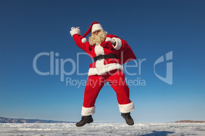 Jumping Santa Claus  outdoors