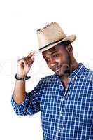 black man with cowboy hat.