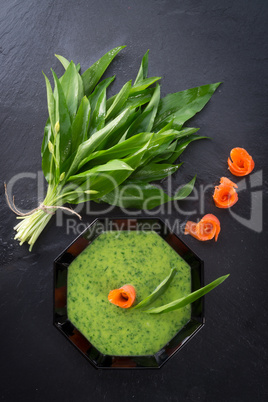 bear allium soup with smoking salmon