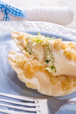 pierogi with wild garlic filling