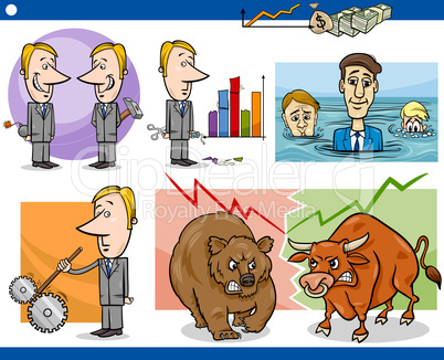 businessmen cartoon concepts set