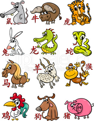 chinese zodiac horoscope signs set