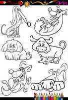 cartoon dogs set for coloring book
