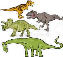 prehistoric dinosaurs cartoon set