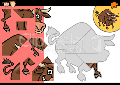 cartoon bull jigsaw puzzle game