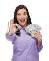 Mixed Race Woman Holding the New One Hundred Dollar Bills