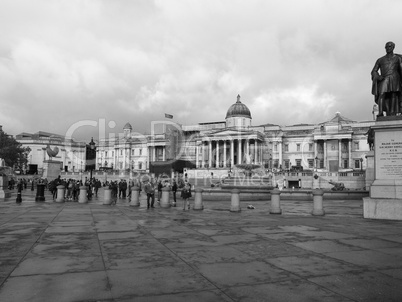 Black and white Trafalgar Square London