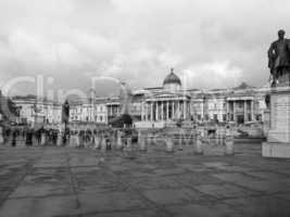 Black and white Trafalgar Square London