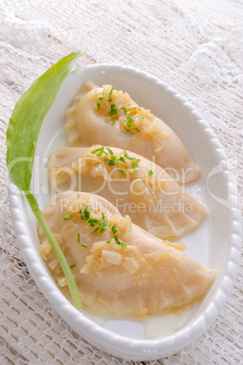 pierogi with wild garlic filling