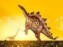 Stegosaurus und Mamenchisaurus