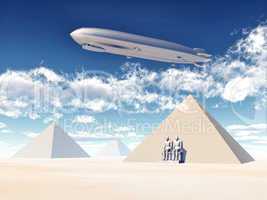 Ägyptische Pyramiden und Luftschiff
