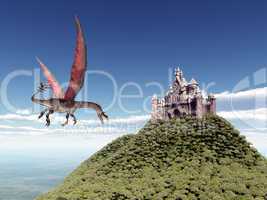 Fliegender Drache und Schloss