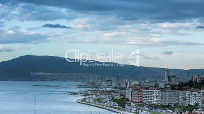 City aerial view and cloud timelapse