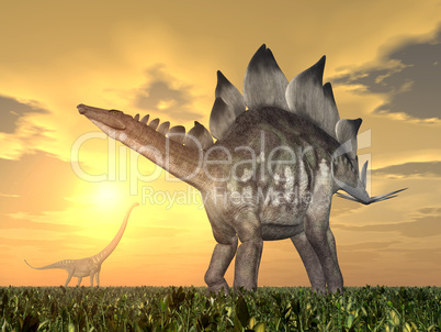 Stegosaurus und Mamenchisaurus