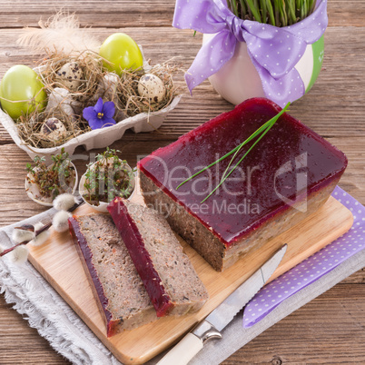 purifies pie with mushrooms and wild cranberries