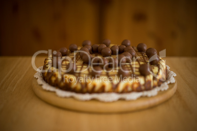 Delicious fresh tart decorated with chocolate