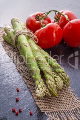 asparagus, tomatoes