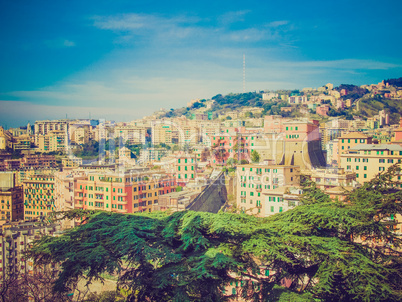 Retro look View of Genoa Italy