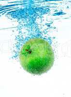 green apple in the water.