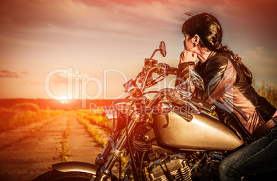 biker girl on a motorcycle